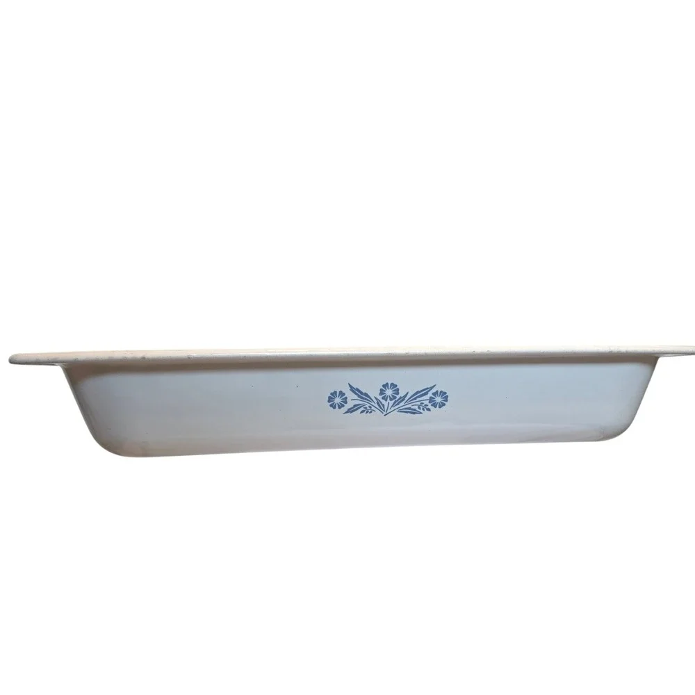 Corning Ware Blue Cornflower P-7N Roaster‎ Pan Vintage White Pyroceram 16 inch